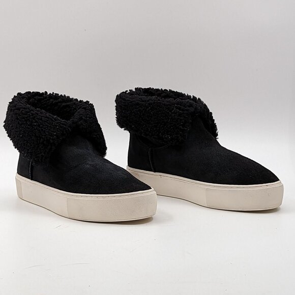 UGG Australia Lynus Women Suede Black Shearling Sneakers Booties Size 7.5 - Picture 1 of 7
